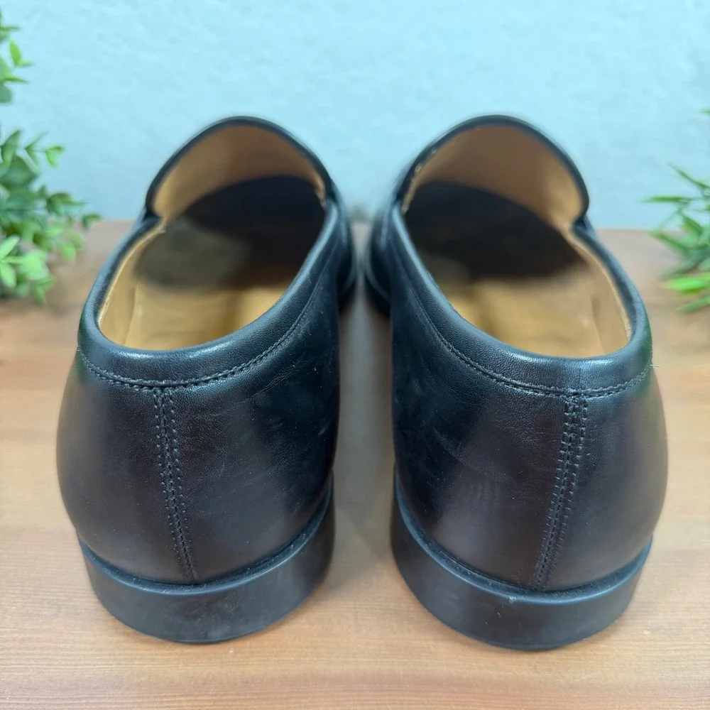 Salvatore Ferragamo Mens Penny Loafers Black Leather Slip On Shoes Size 10 EE